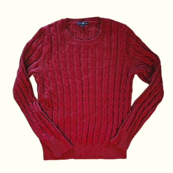 GAP Angora Blend Cable Knit Red Sweater Sz Large - Picture 1 of 6